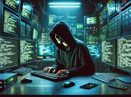 hacker writing a code